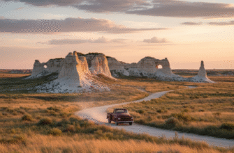 Monument Rocks Kansas Niobrara Chalk Formations Prairie Drive